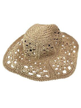 & OTHER STORIES Crochet Floppy Hat Natural Beige Boho Straw Womens Medium